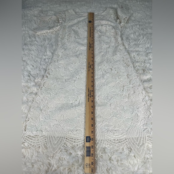 Anthropologie | White Charleston Lace Overlay Mini Scalloped Trim Dress - Picture 11 of 11